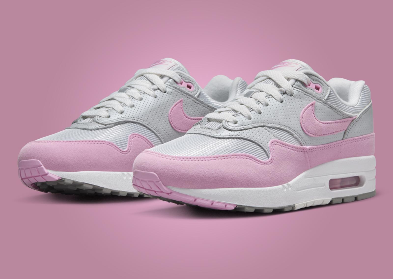 Nike Air Max 1 Metallic Platinum Pink Rise (W) Angle