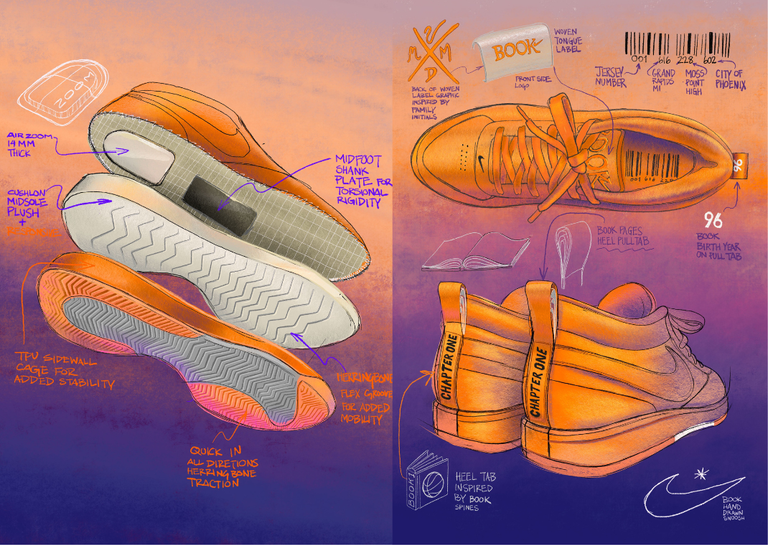 Nike Book 1 Clay Orange Original Sketch