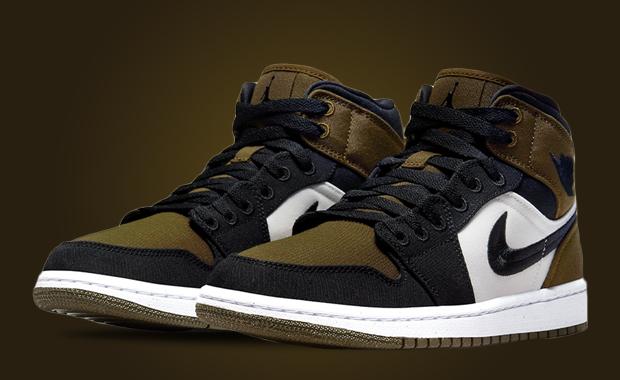 Official Look Air Jordan 1 Mid Olive Toe