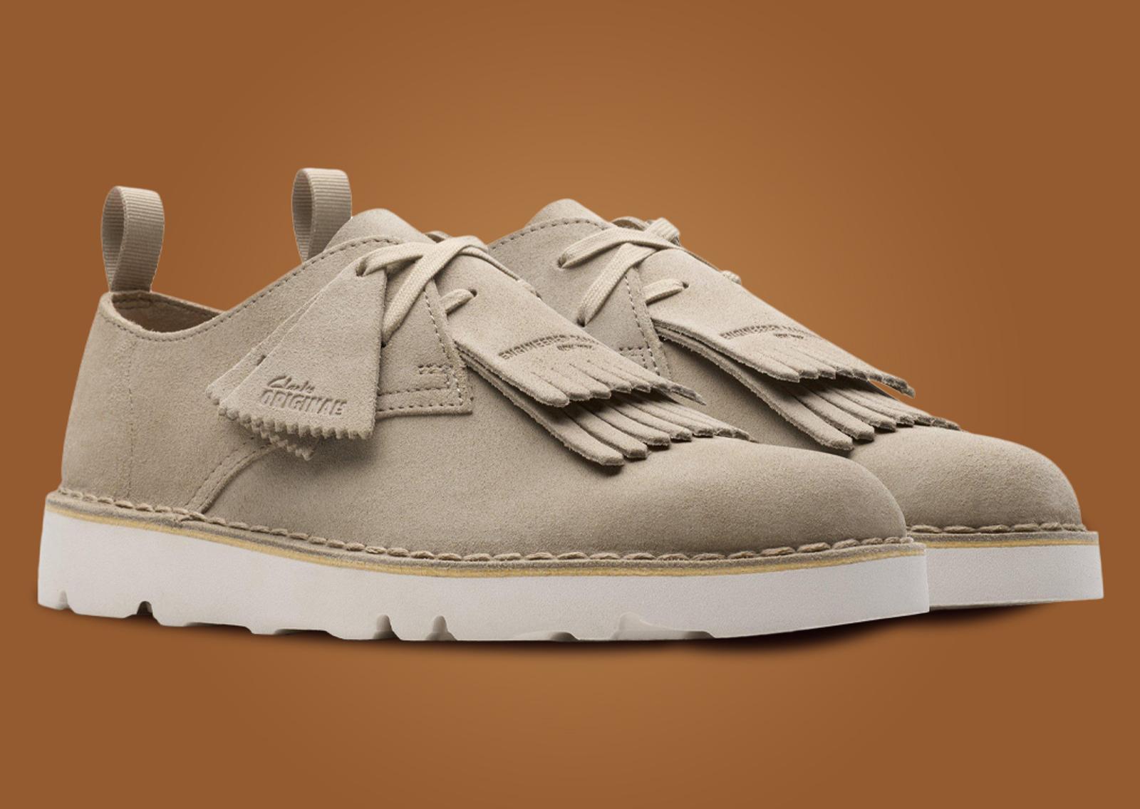 Engineered Garments x Clarks Originals Desert Khan Sand Angle