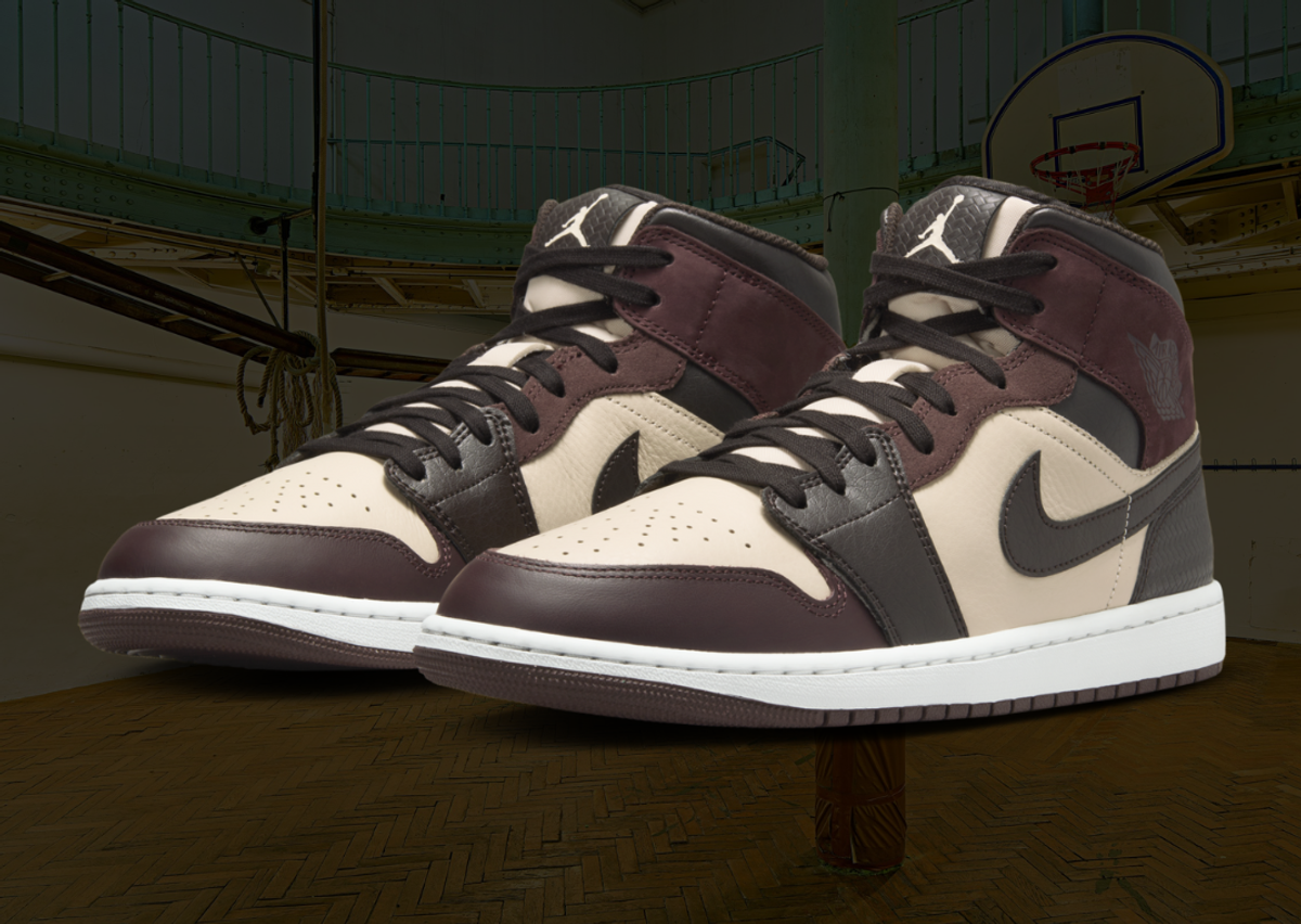 Air Jordan 1 Mid SE Paris YMCA Graphic With The Court Behind The Sneaker