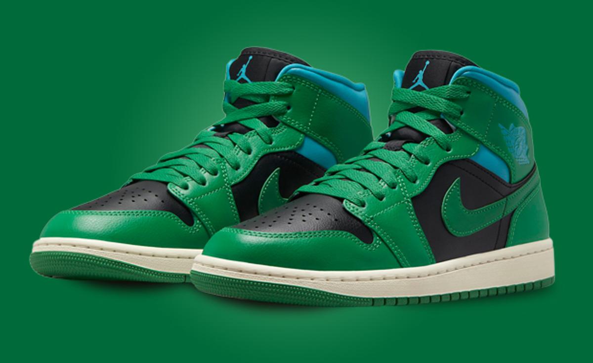 Lucky Green And Aquatone Leather Outfits This Air Jordan 1 Mid
