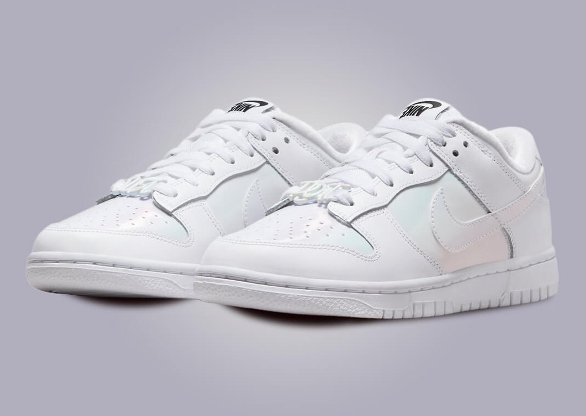 The Women's Exclusive Nike Dunk Low Just Do It White Iridescent