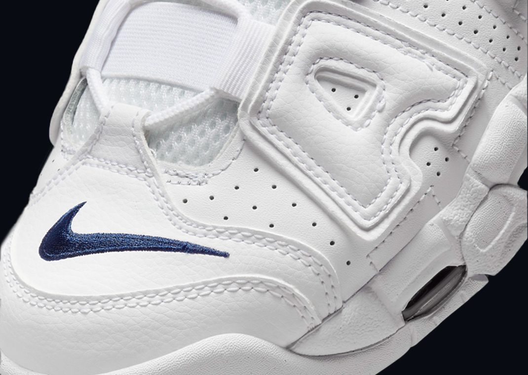 nike uptempo white navy