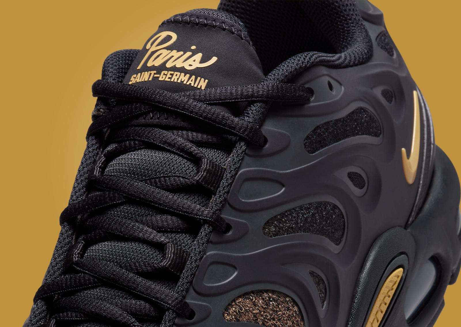 PSG x Nike Air Max Plus Drift Black Wheat Gold Details