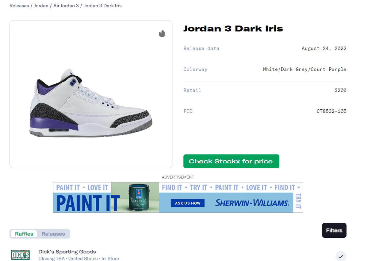 Air Jordan 3 'Dark Iris' (CT8532-105) Release Date. Nike SNKRS