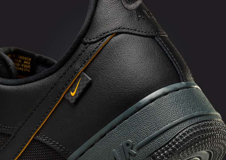 Nike Air Force 1 Low Black Yellow Ochre Heel