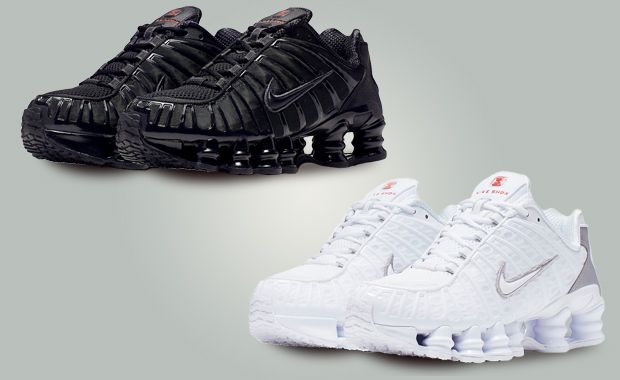 Nike shox white hot sale and black