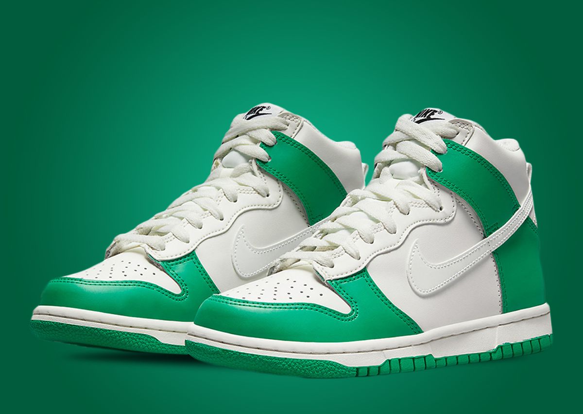 Nike dunk high green and white Clearance
