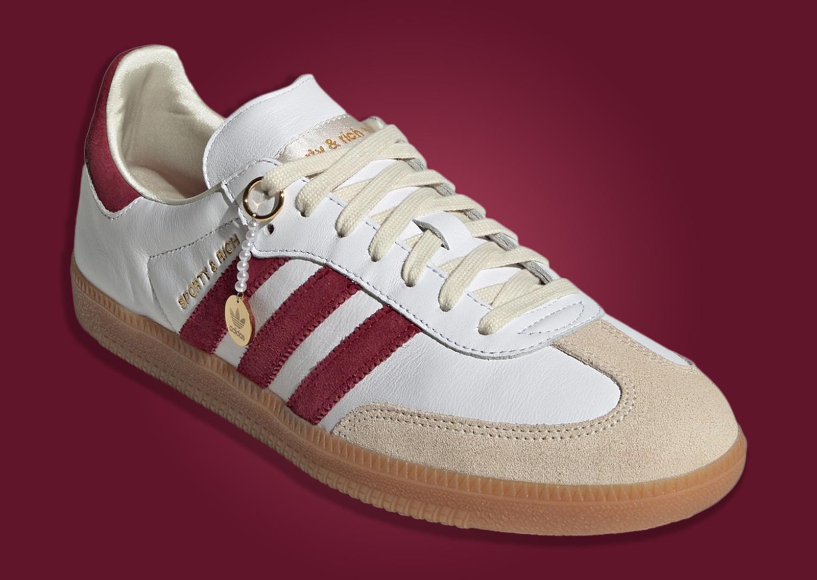 Sporty & Rich x adidas Samba White Collegiate Burgundy Angle