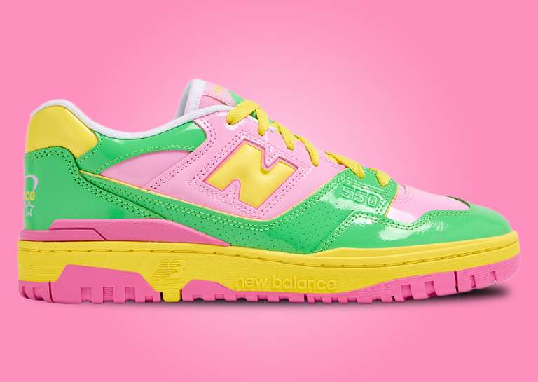 New Balance 550 Y2K Patent Leather Pink Green Lateral