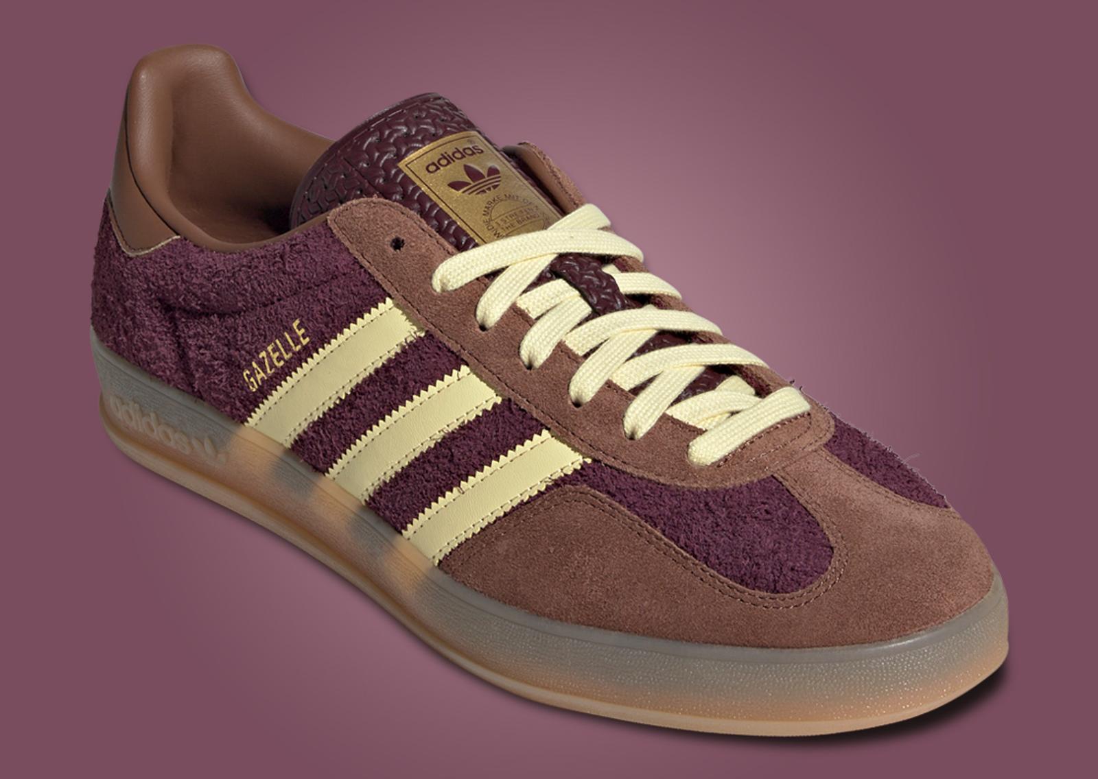 adidas Gazelle Indoor Maroon Almost Yellow Angle