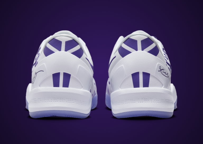 Nike Kobe 8 Protro White Court Purple Heel