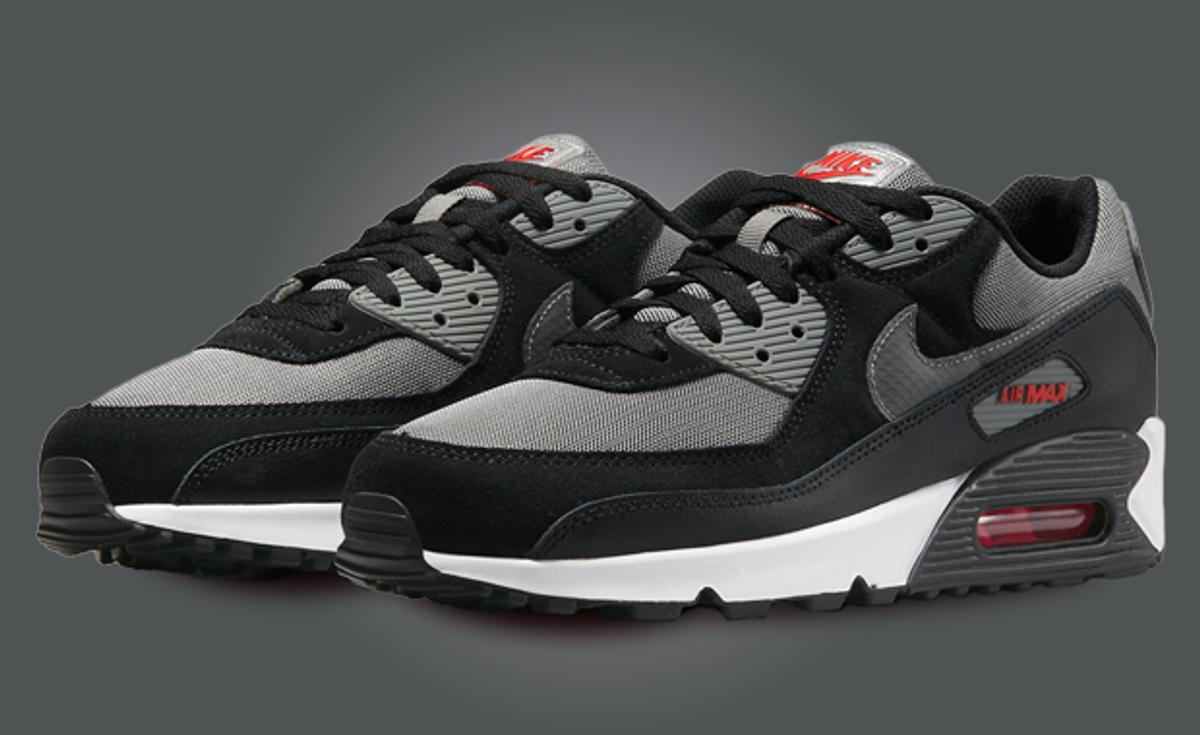 This Nike Air Max 90 Comes In Black Flat Pewter And Picante Red