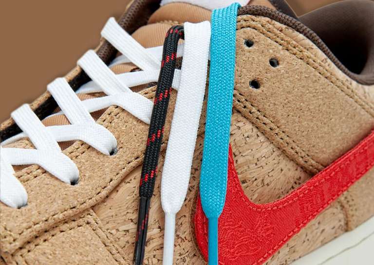 CLOT x Nike Dunk Low SP Flax Lateral Midfoot Detail