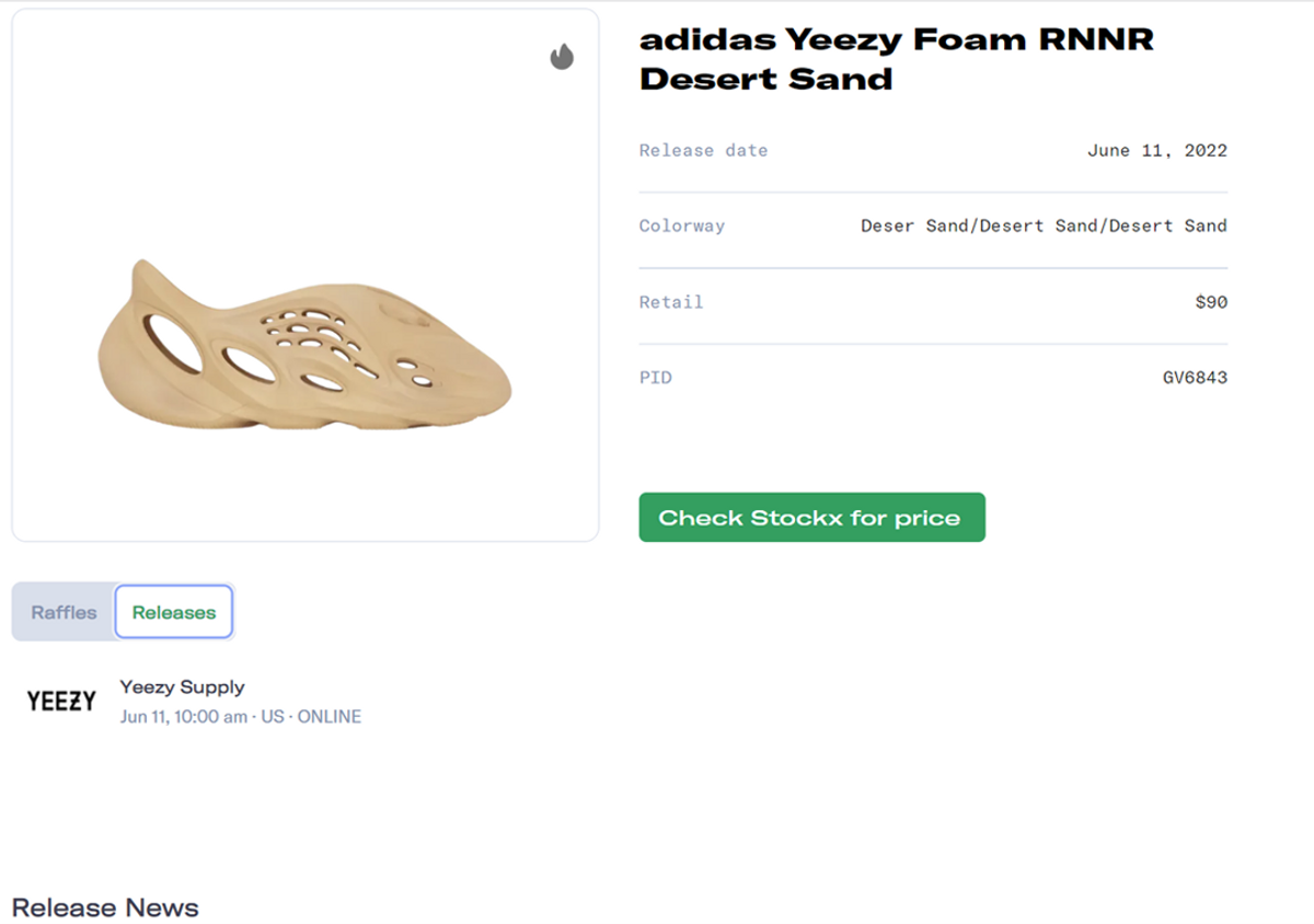 adidas Yeezy Foam RNNR Desert Sand Release Guide