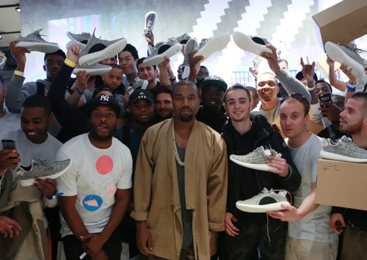 Ye at the launch of the adidas Yeezy Boost 350 Turtle Dove