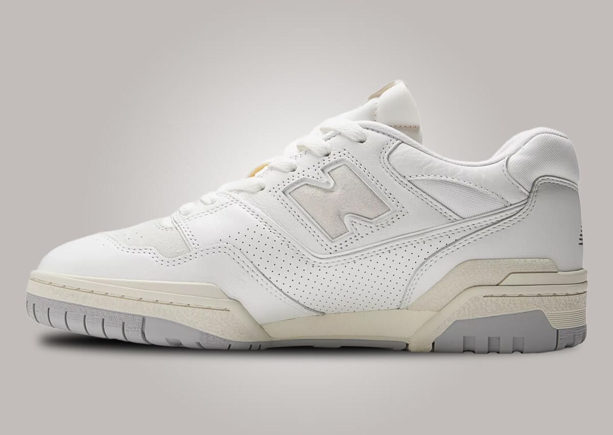 The New Balance 550 Off White Cream Grey Features Vintage Details