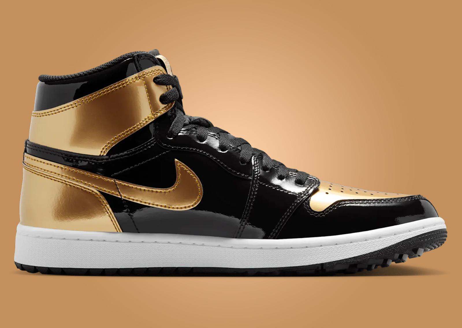 Air Jordan 1 High Golf Black Metallic Gold Medial