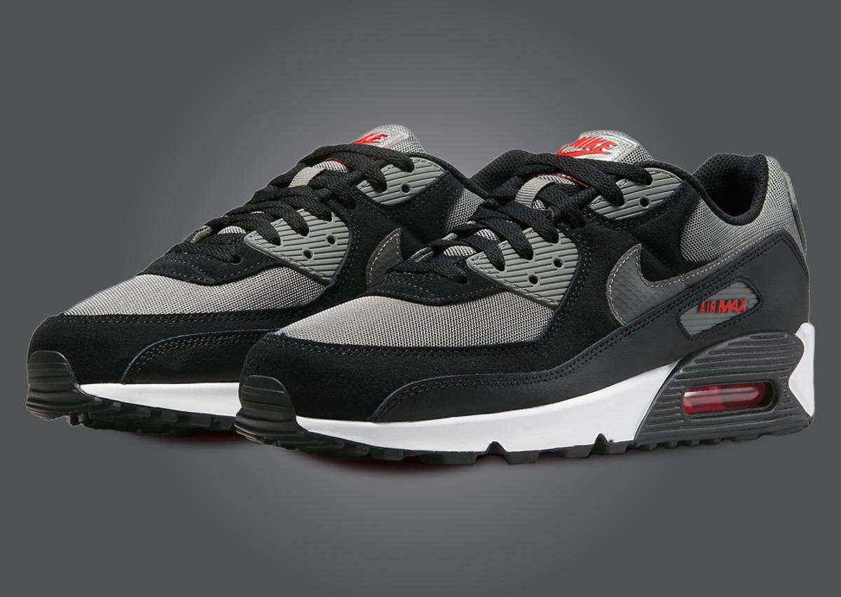 Nike Air Max 90 Black Flat Pewter Picante Red