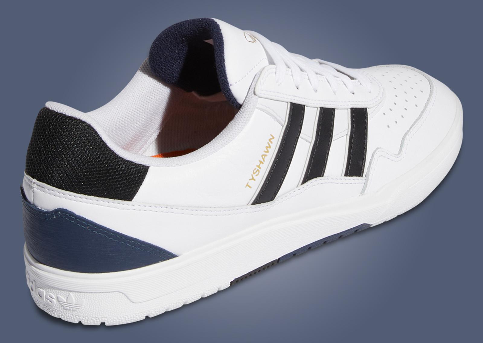 adidas Tyshawn 2 White Black Navy Heel Angle