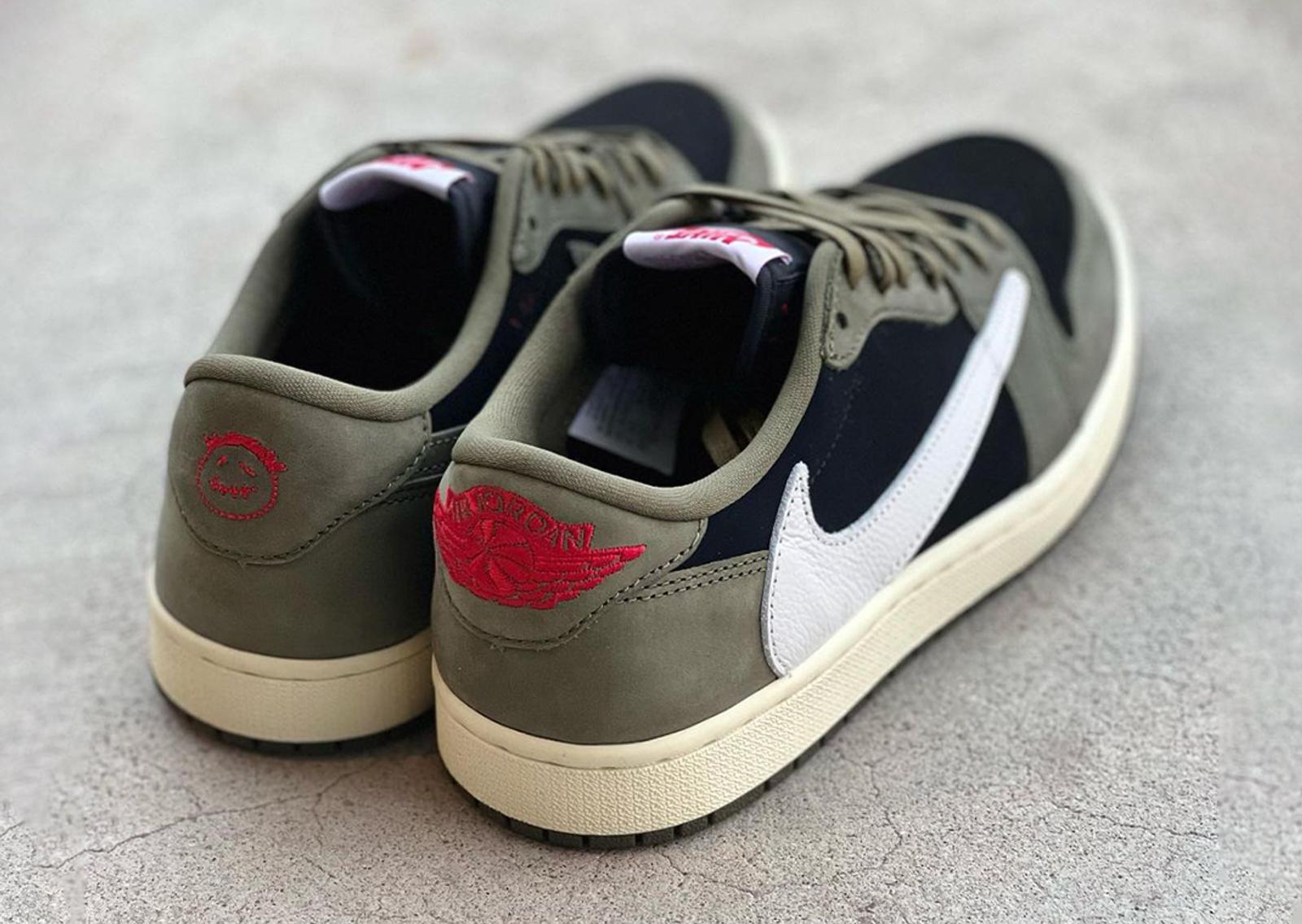 Travis Scott x Air Jordan 1 Retro Low OG Black Olive Heel Angle