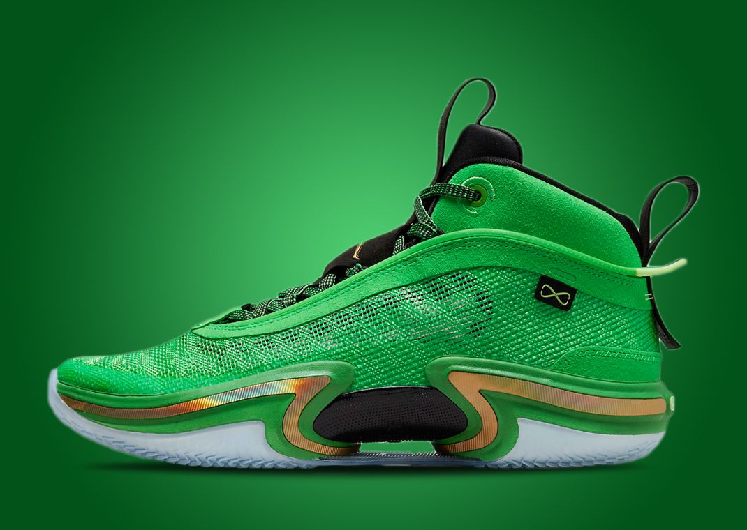 Jayson Tatum Celtics Signed Nike Air Jordan 'Green Spark' Left