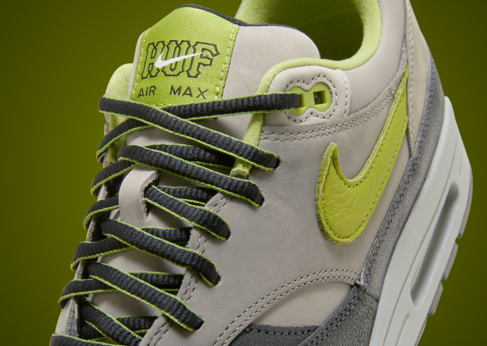 HUF x Nike Air Max 1 Anthracite Pear Tongue