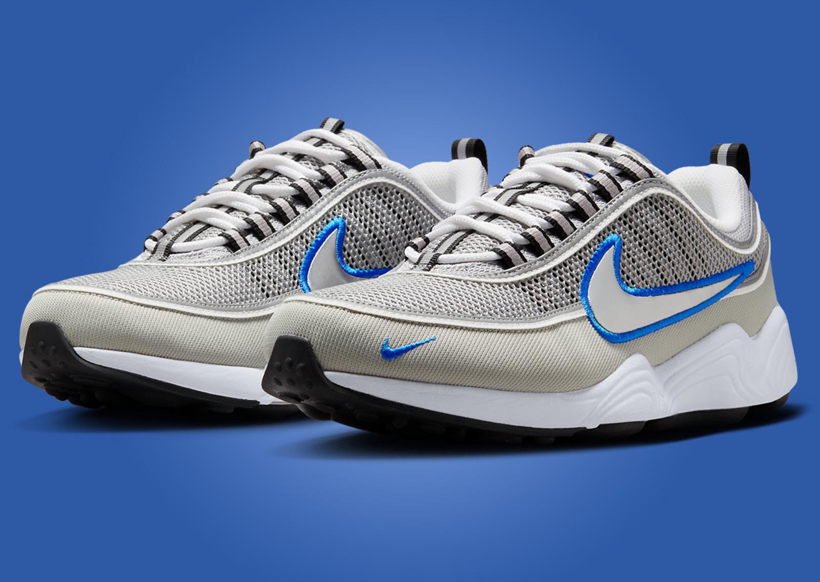 Nike Air Zoom Spiridon Metallic Silver Signal Blue Angle