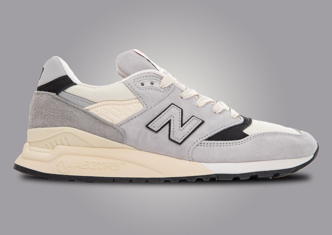 The New Balance 998 Made in USA Mixes Grey and Cream
