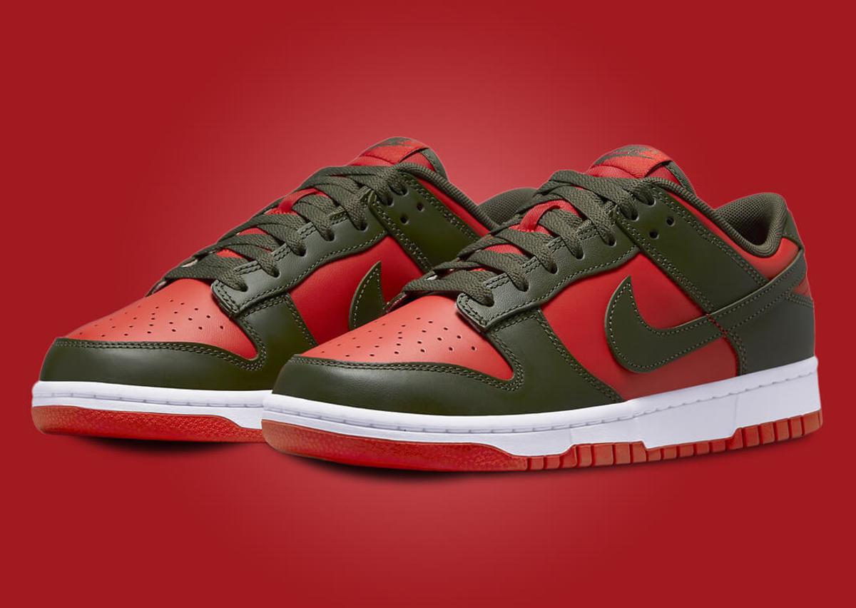 The Nike Dunk Low Mystic Red Cargo Khaki Releases December 2023