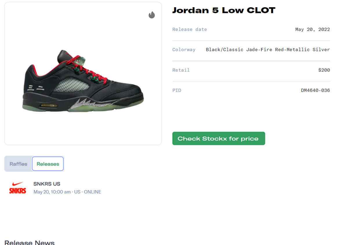 CLOT x Air Jordan 5 Low Release Guide