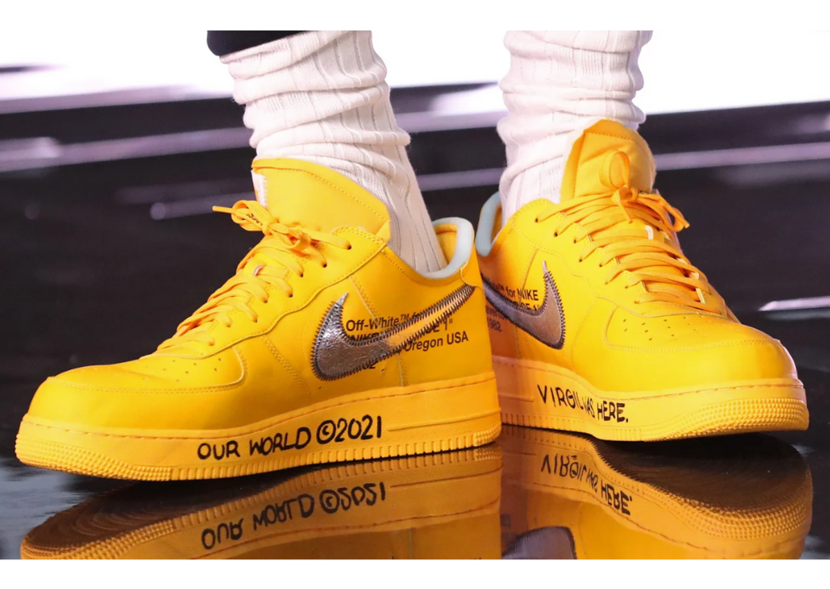 Off-White x Nike Air Force 1 Low "Lemonade" Worn By LeBron James 