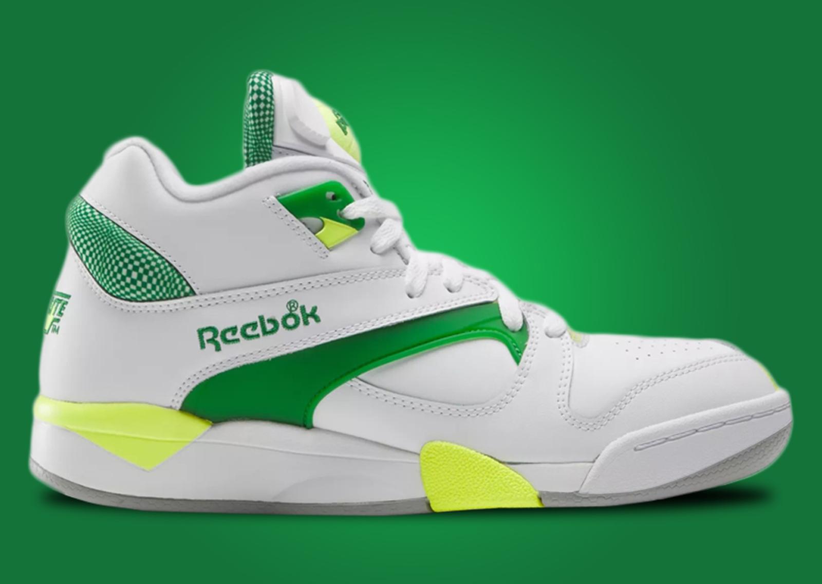 Reebok Court Victory Pump Glen Green Solar Acid Yellow Lateral