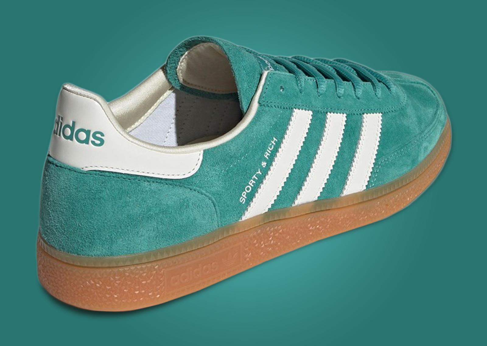 Sporty & Rich x adidas Handball Spezial Green Heel Angle