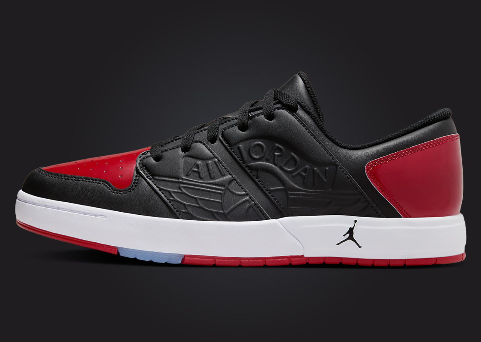 Air Jordan Nu Retro 1 Low Patent Bred Lateral