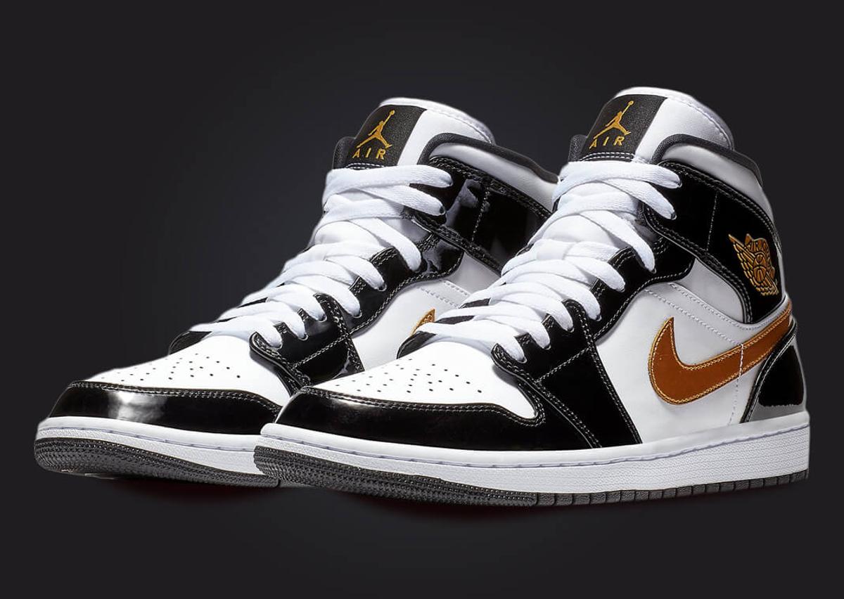 Gold Patent Leather Air Jordan Mid White Patent White Gold Patent