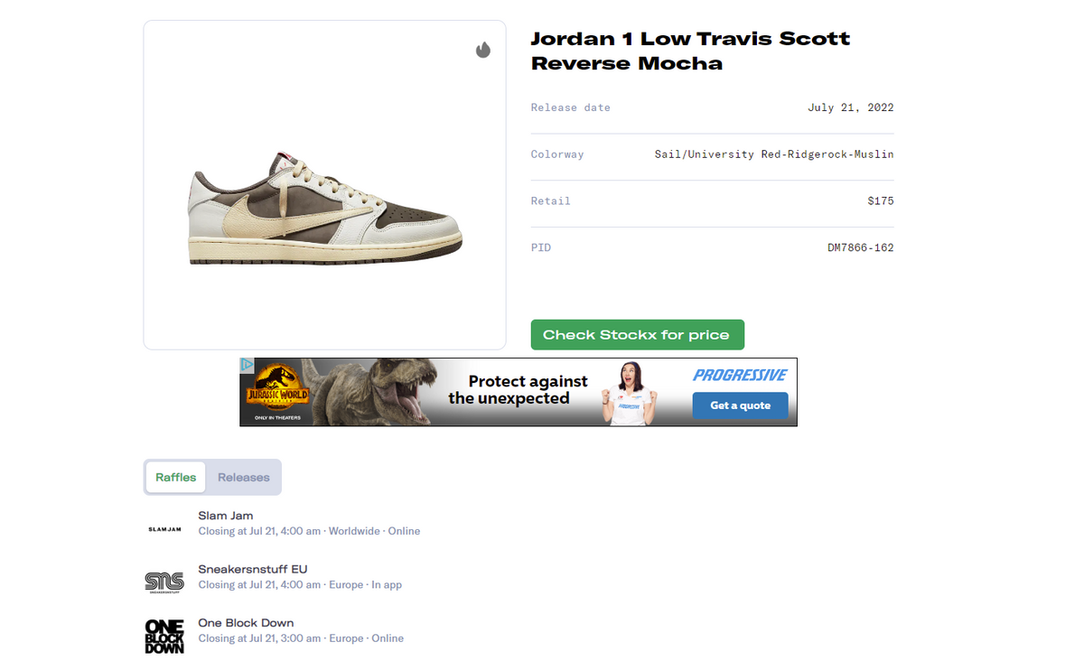 Air jordan 1 travis scott 2024 online raffle