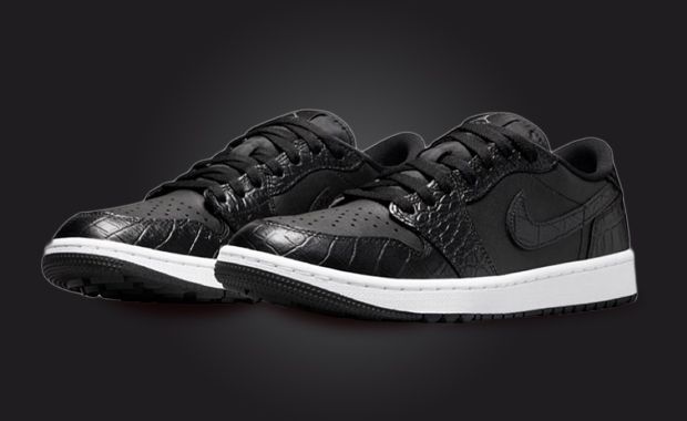 Black Crocodile Print Gives This Air Jordan 1 Low Golf A Premium