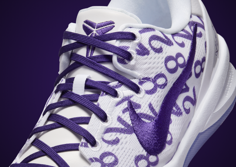 Nike Kobe 8 Protro White Court Purple Tongue Detail