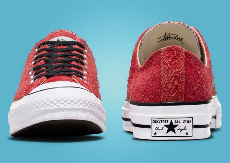 Stussy x Converse Chuck 70 Ox Poppy Red Toe and Heel