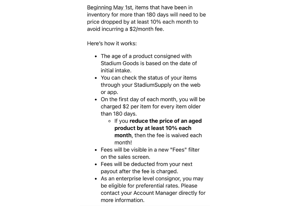 Stadium Goods Implementing New Seller Fee For Products Listed Longer