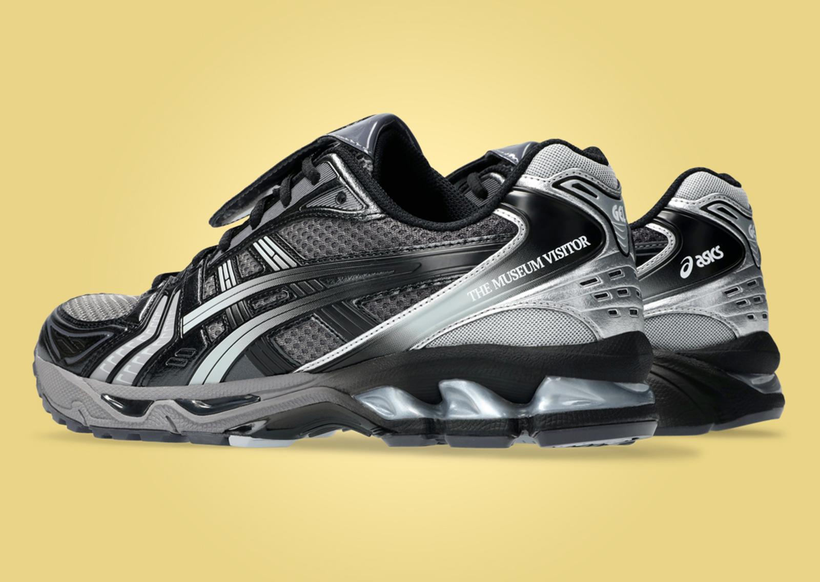 The Museum Visitor x Asics Gel-Kayano 14 Black Grey Heel Angle