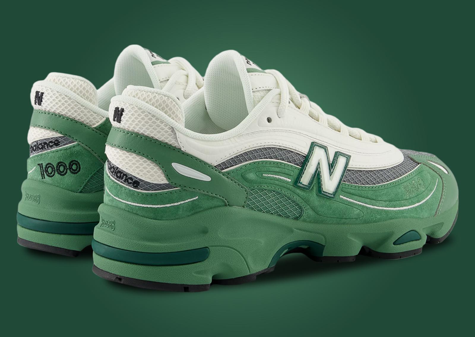 New Balance 1000 Green Grey Heel Angle