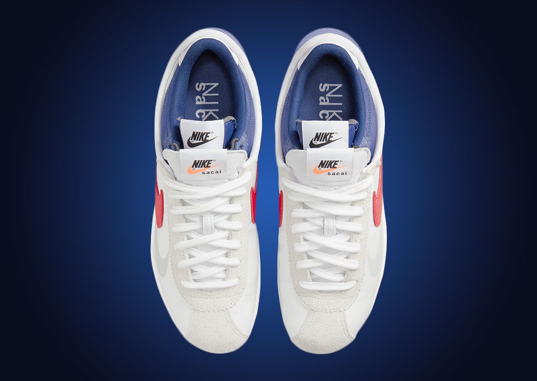 sacai x Nike Cortez 4.0 White Varsity Royal Release Date Revealed