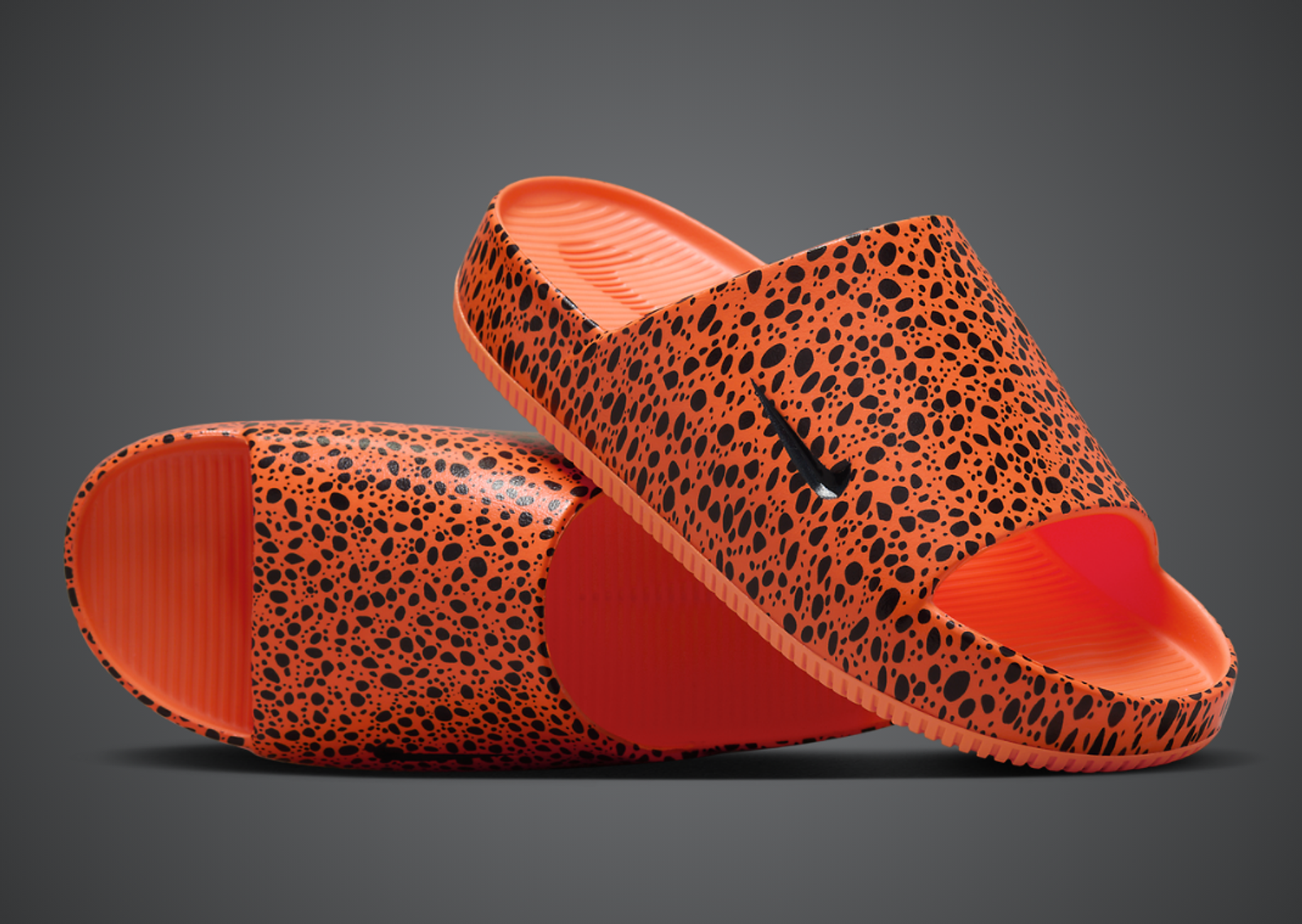 Nike Calm Slide Print Olympic Total Orange Angle