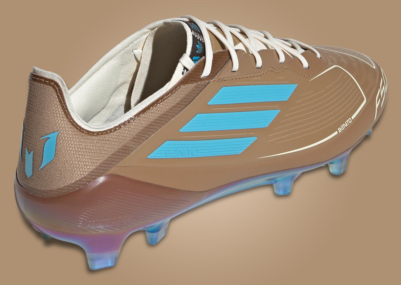 Bad Bunny x adidas F50 Messi Elite FG Cardboard Heel Angle