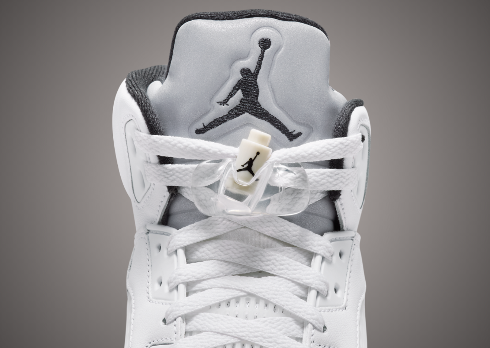 Air Jordan 5 Retro White Metallic Black Tongue Detail