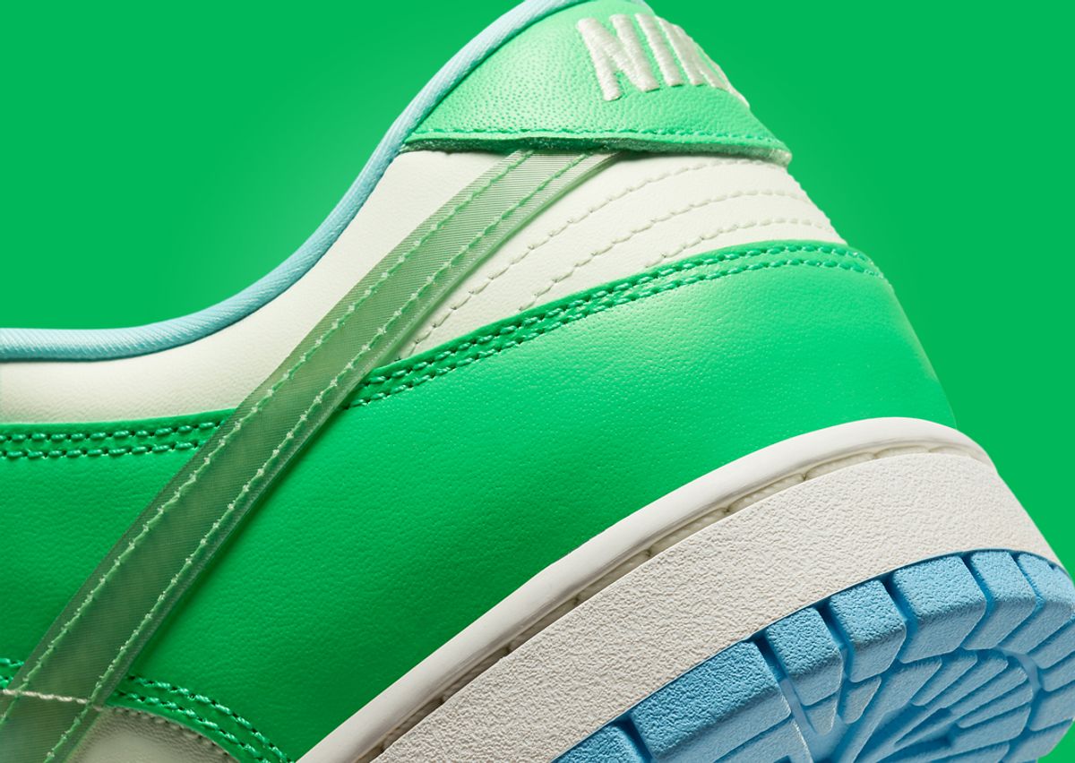 Nike Dunk Low Green Shock Aquarius Blue Heel Detail