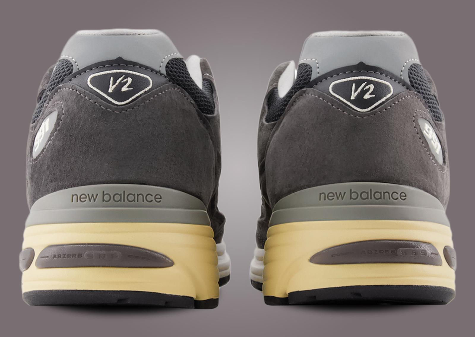 New Balance 991v2 Made in UK Dark Gull Grey Heel